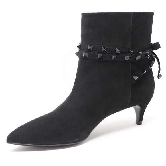 Brand New 8 Valentino Garavani Rockstud Flair Suede Booties - Picture 3 of 12